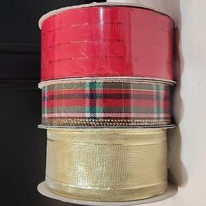 3 Rolls Holiday Kirkland Wire-edged Ribbon, 148 yards approx total